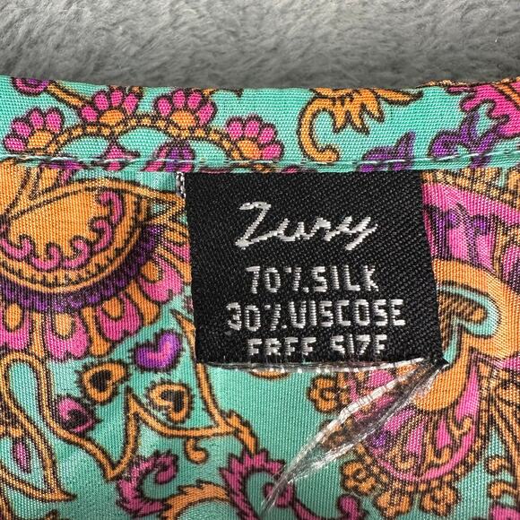 Zury Dress Womens One Size Pink Floral Silk Ruffle Hi Low Cottage Peasant Boho - Picture 8 of 12